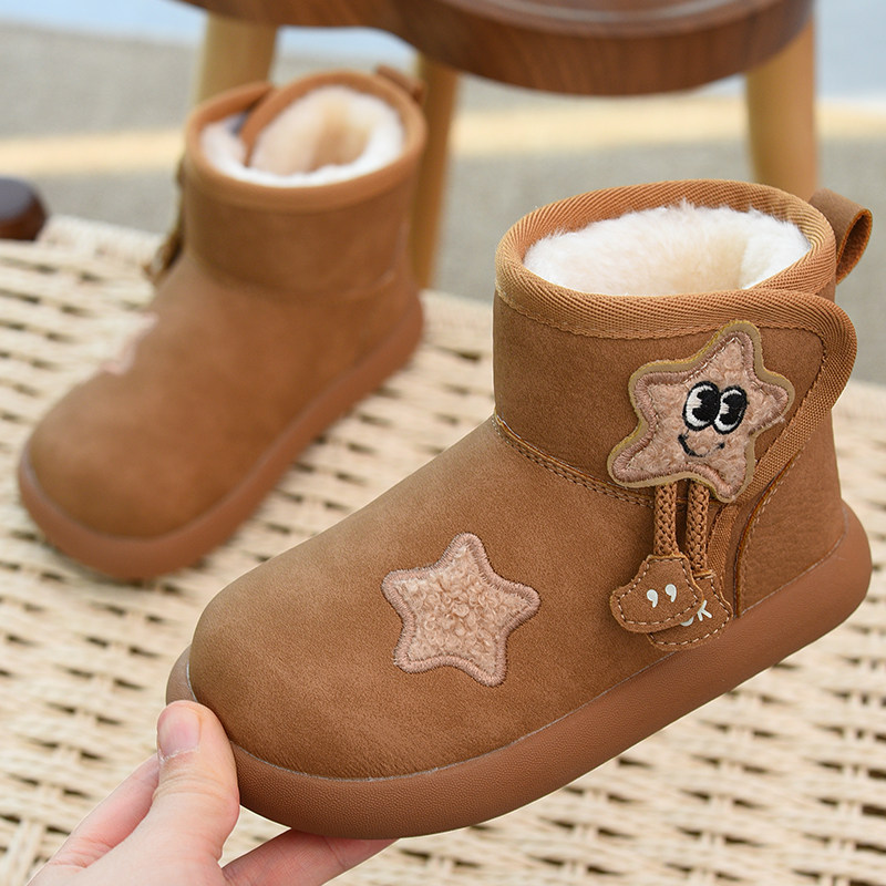 女童雪地靴加绒加厚儿童棉靴2025冬季新款保暖防滑短靴小女孩童靴