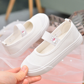 春秋白色女童布鞋 儿童小白鞋 童鞋 校园帆布鞋 女幼儿园室内外入园鞋