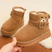 真皮儿童雪地靴女童棉靴2025冬季 大棉靴子女保暖加绒童鞋 新款 棉鞋