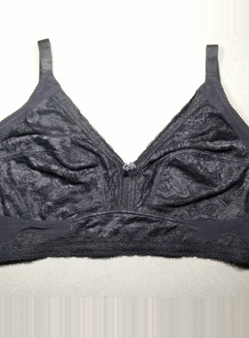 大胸显小内衣女超薄杯全罩杯大码44F42G40E38D无钢圈无海绵文胸黑