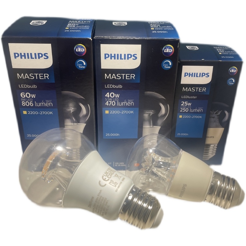 飞利浦可调光LED球泡透明8W灯泡