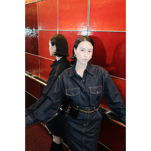 小众牛仔套装丹宁原色牛仔裙春秋穿搭新款半裙衬衣两件套