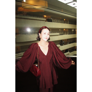 宽松舒适两件套 女春秋新款 WEINISIAN朱小姐设计感灯笼袖 天丝套装