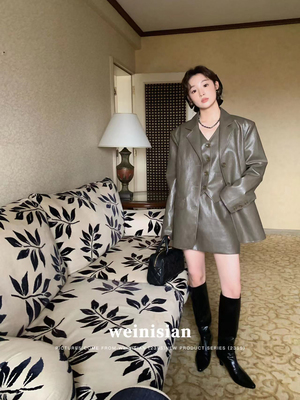 (老钱格调)小众设计皮衣三件套