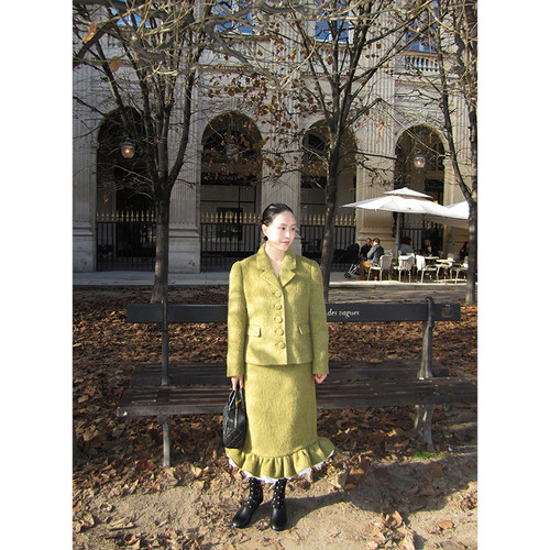 WEINISIAN朱小姐重工定制绵羊毛复古宫廷两件套套装女2025新款