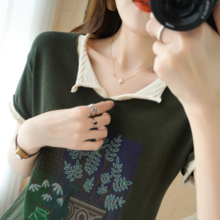 宽松显瘦圆领半袖 棉短袖 夏季 2022年新款 宽松纯棉上衣 t恤女针织衫