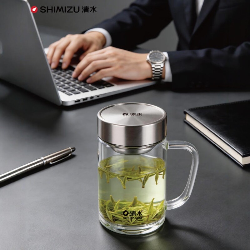 清水高硼硅带把茶水杯316