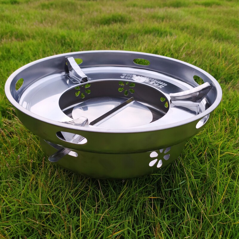 不锈钢液体固体酒精炉小火锅家用干锅户外防风野炊炉便携加厚底座