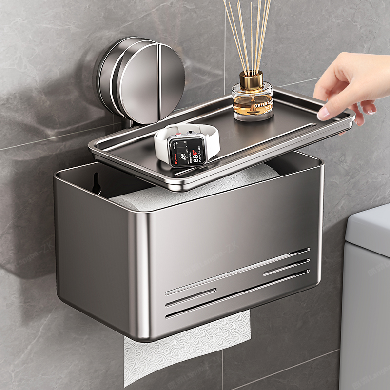 化妆室吸盘卫生纸盒壁挂式纸巾盒厕所卫生纸盒洗手间免打孔纸巾置