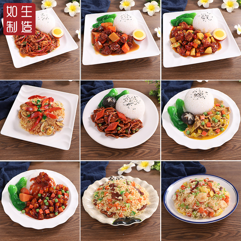仿真食品模型盖浇饭米饭模具套餐食品炒饭假卤肉饭食物假菜模定制