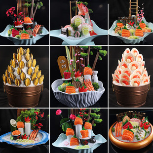 仿真日式三文鱼刺身拼盘模型食品食物模具日料海鲜姿造甜虾北极贝