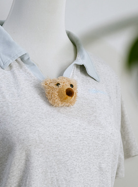 海军风衬衫迷你小熊头别针 衣服胸针配件配饰卡通毛绒挂件明星ins