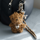 韩国东大门卷毛狗包包钥匙扣泰迪狗珍珠公仔挂件毛绒玩偶卡通挂饰