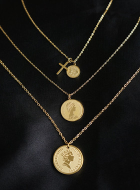 金珠收集vintage经典方牌18k项链