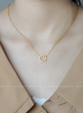18k金色ins女笑脸项链