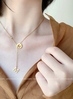 洗澡不用摘小众设计18km字母项链