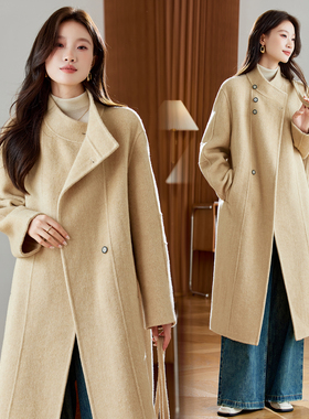 中长款双面呢羊毛大衣2025新款时尚通勤高级感气质羊绒大衣女外套