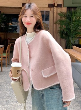 正版手工缝制高支双面羊绒大衣女时尚减龄轻软柔暖小个子羊毛外套