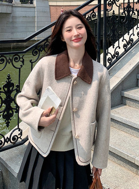 正版手工缝制高支双面羊绒大衣女时尚减龄轻软柔暖高级感羊毛外套