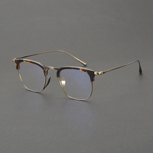 小众复古板材纯钛眼镜框男女潮万年龟百搭超轻配近视镜架一体鼻托