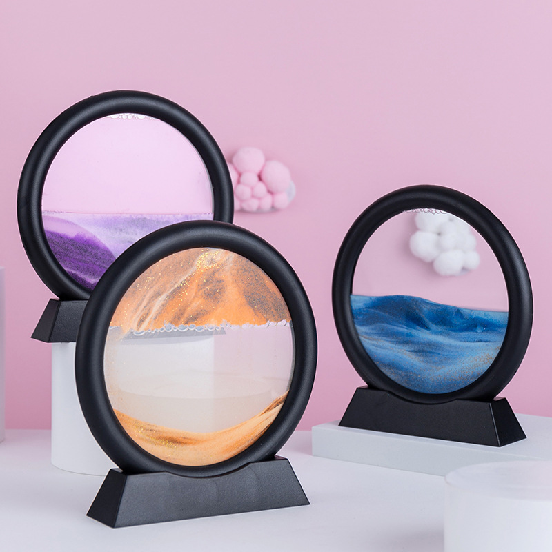 创意轻奢3D流沙画沙漏摆件礼品桌面装饰品解压艺术油滴生日礼物