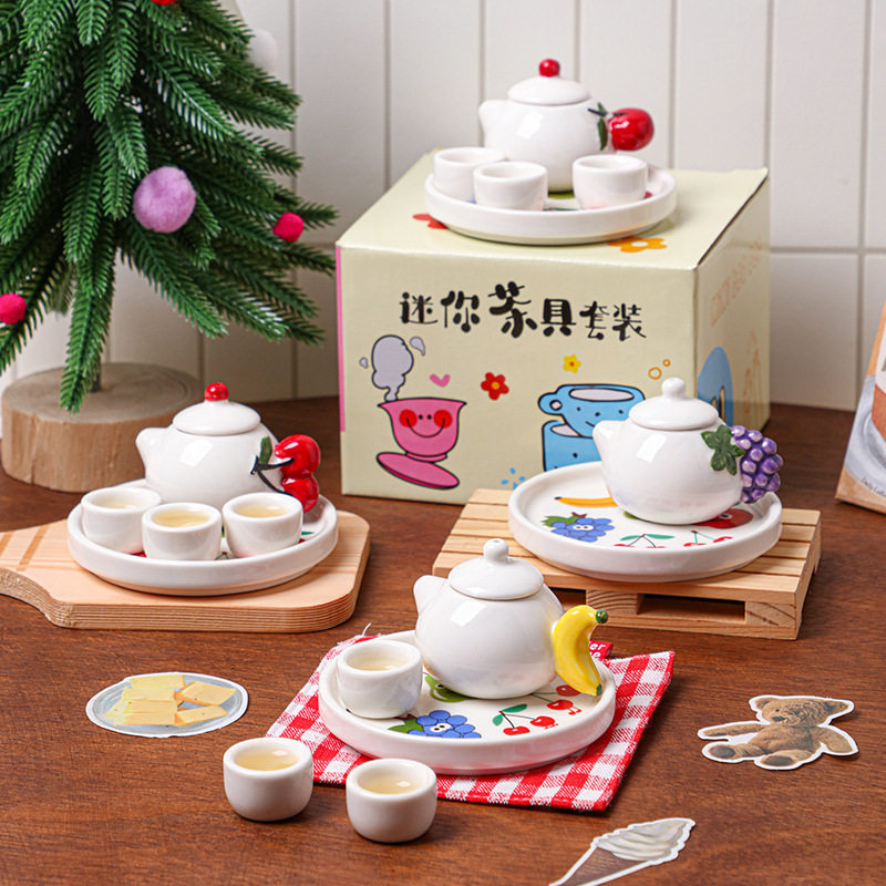 新款迷你茶壶儿童茶具过家家可喝水陶瓷茶杯套装仿真宝宝礼物摆件