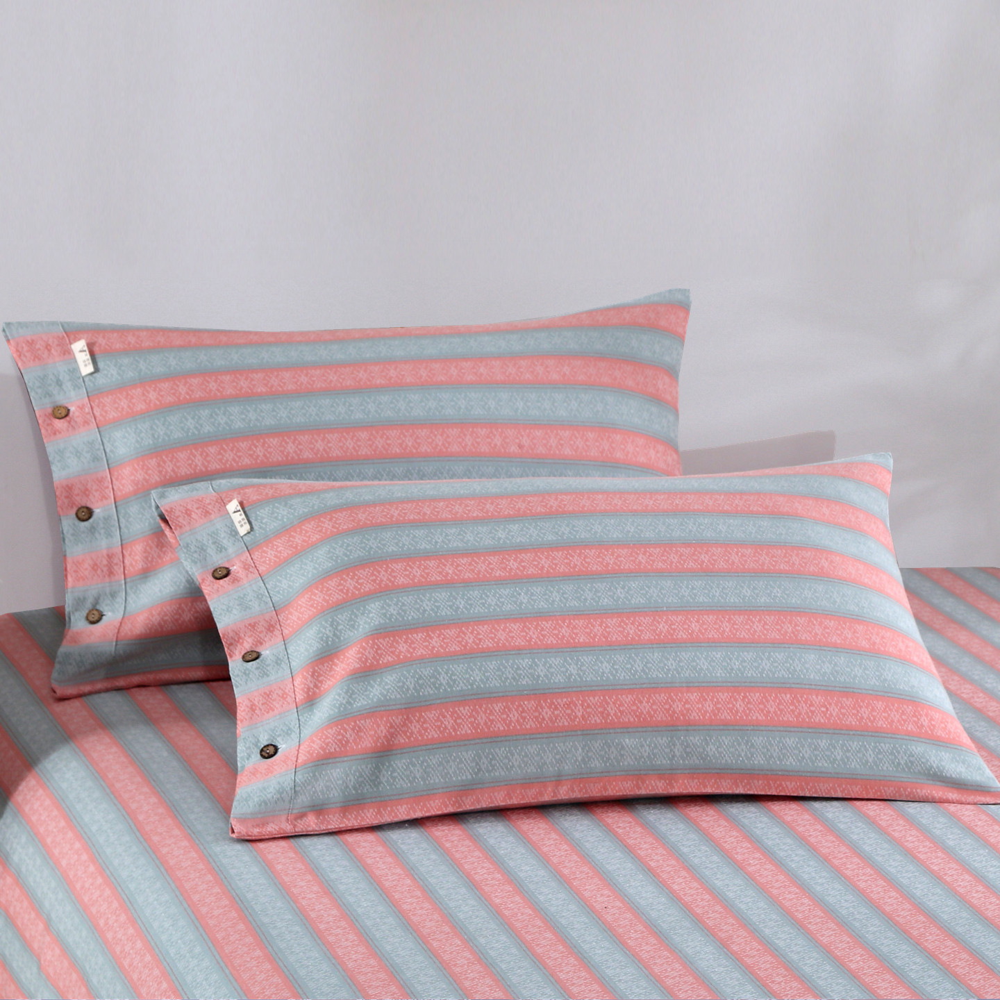 老粗布提花枕套一对装纯棉全棉a类色织加厚高品质精梳棉成人山东