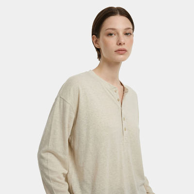 简约高级感亨利领长袖T恤男