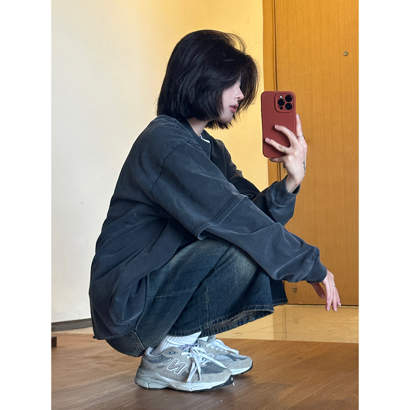 假两件长袖t恤日系重磅