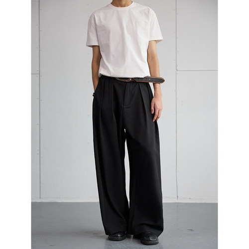 2025春季潮牌垂感折叠西裤男宽松