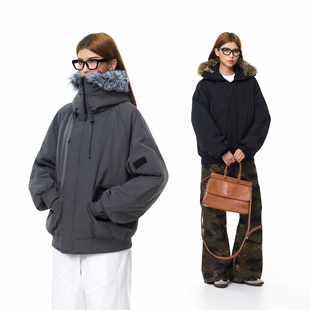 Syri秋冬可拆卸新款 派克服保暖外套 90白鸭绒连帽毛领羽绒服男女款