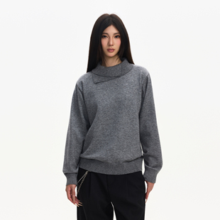 重磅宽松内搭毛衣高级感 男女款 Syri 双层错位高领羊毛针织打底衫