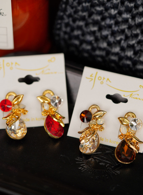 nuance韩国飞鸟鳄鱼米奇苹果水滴叶片小蘑菇十字架字母耳钉耳环n2