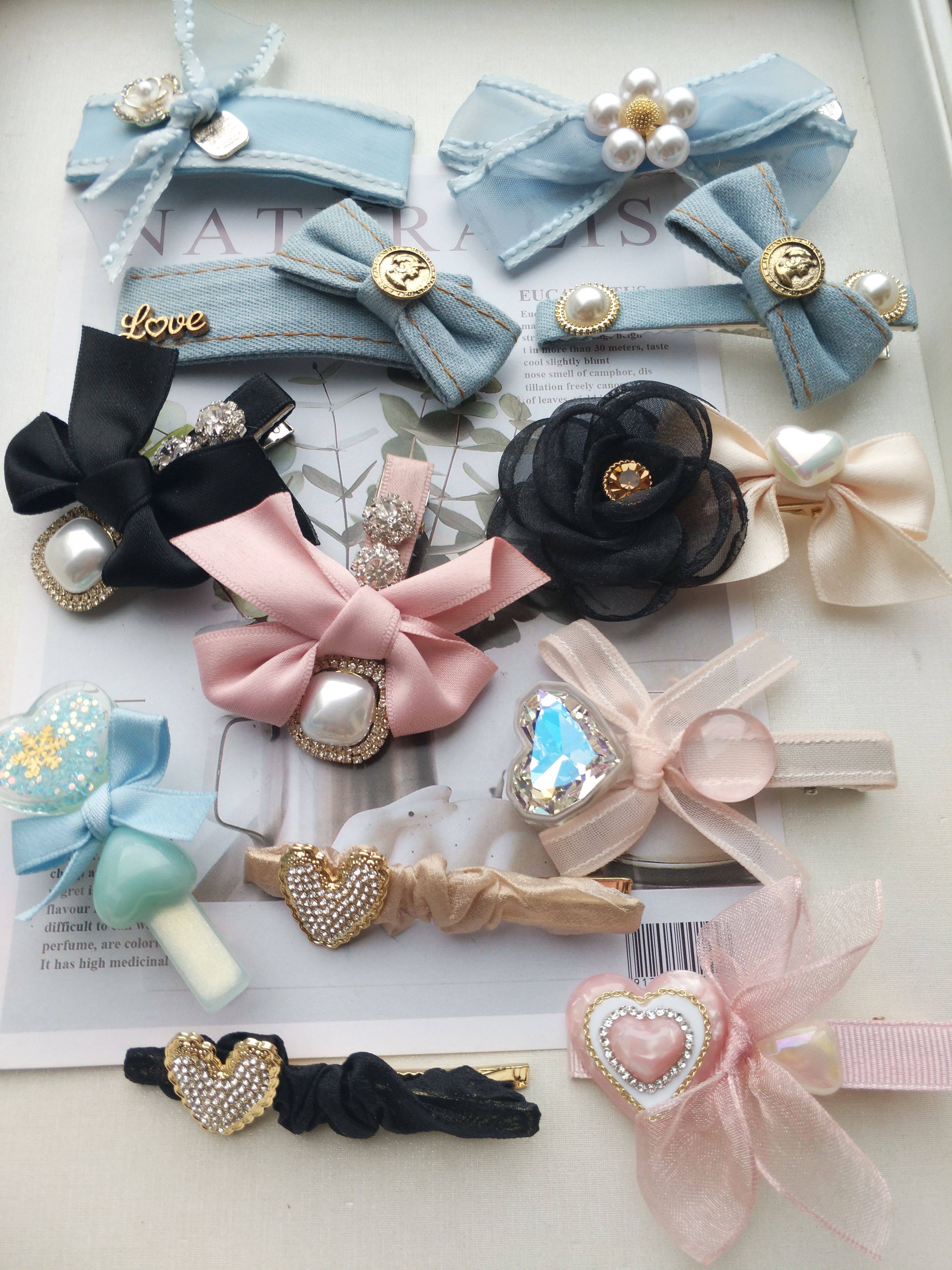 新款重工山茶花人鱼姬锆石蝴蝶结甜美可爱时尚刘海发饰头饰发卡夹