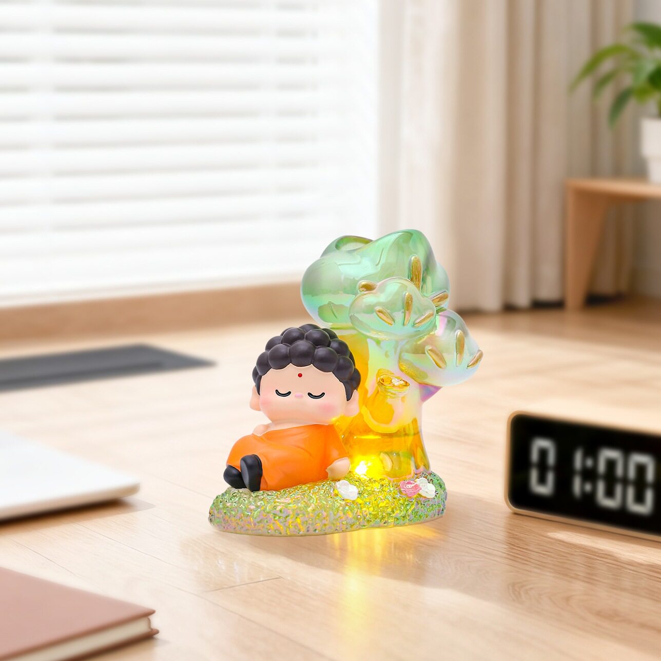 创意收纳装饰如意小佛祖笔筒灯古风文创桌面摆件送朋友生日礼物