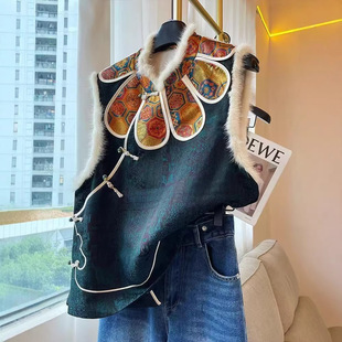 新中式国风盘扣马甲加厚加棉无袖坎肩上衣2025年冬新款叠穿背心