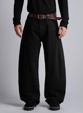 【黑牛】Dokie男士14盎司美式休闲裤纯色水洗直筒牛仔裤弯刀裤