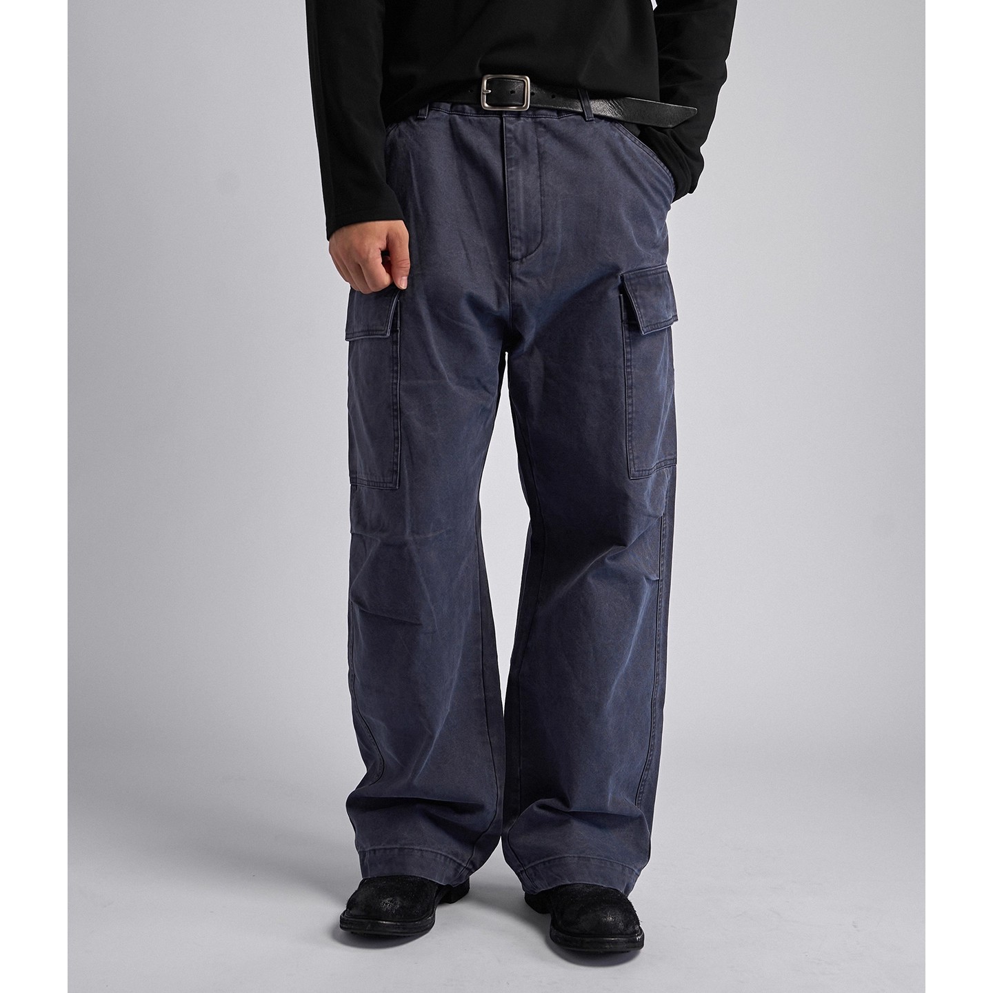 Dokie新品400G珠帆布休闲裤活性染酵洗宽松工装伞兵裤直筒裤男