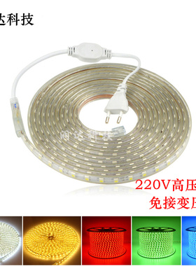 led灯带220V高压灯条5050贴片灯带 客厅灯吊顶灯户外防水彩色光带