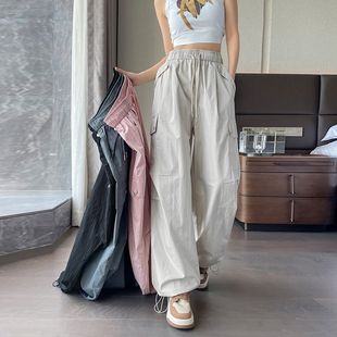 女夏季 裤 薄款 宽松束脚阔腿登山裤 美式 夏天直筒休闲运动裤 速干工装