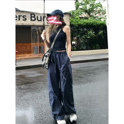 2025年新款美式宽松休闲裤女直筒垂感春秋薄款街头慵懒风阔腿长裤