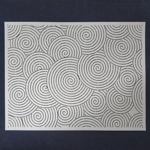 螺旋画图模板创意刺子绣茶席桌旗