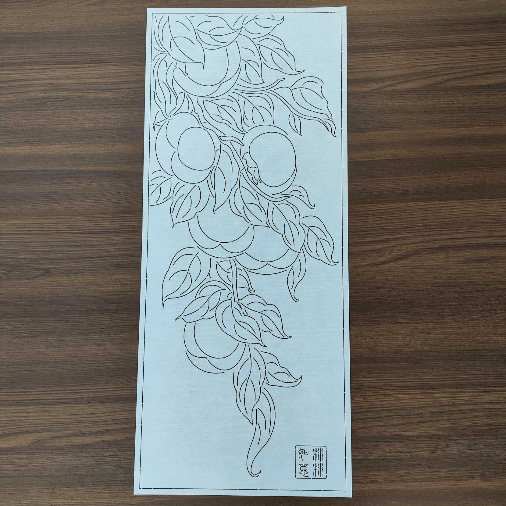 刺子绣模板柿柿如意 中国风传统吉祥图案图案85*35厘米可重复使用