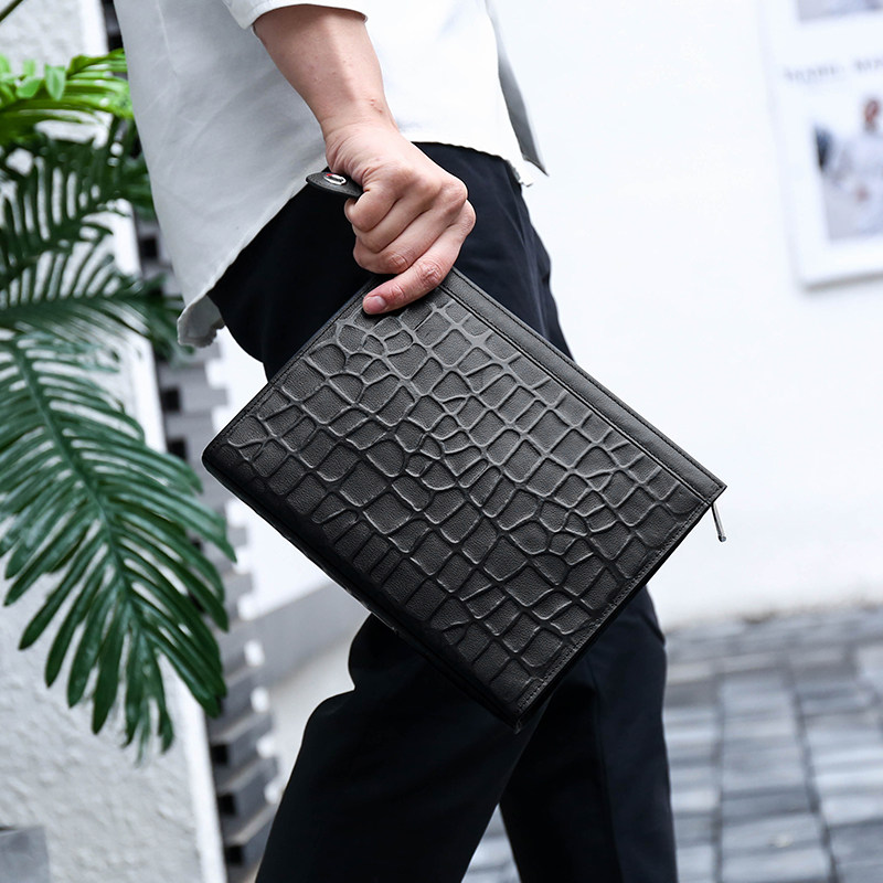 男手包真皮商务休闲青年手拿包男士潮牌牛皮夹包大容量手抓腋下包