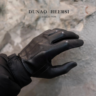 糯感100%进口清水小羊皮鹿皮真皮手套男冬季加绒保暖开车薄款纯皮