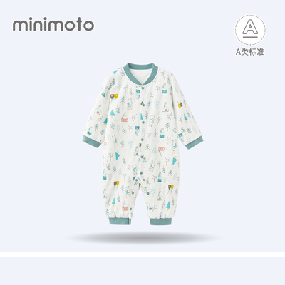 小米米婴儿秋冬薄夹棉长袖连体衣保暖棉服男女童哈衣新生儿衣服