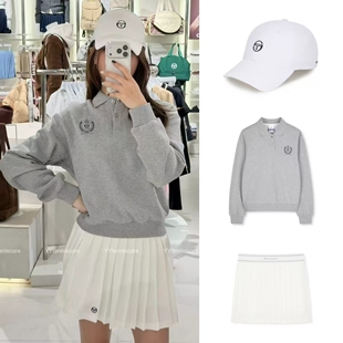 韩国采购Sergio Tacchini女士网球轻棉质感宽松卫衣百褶裙套装