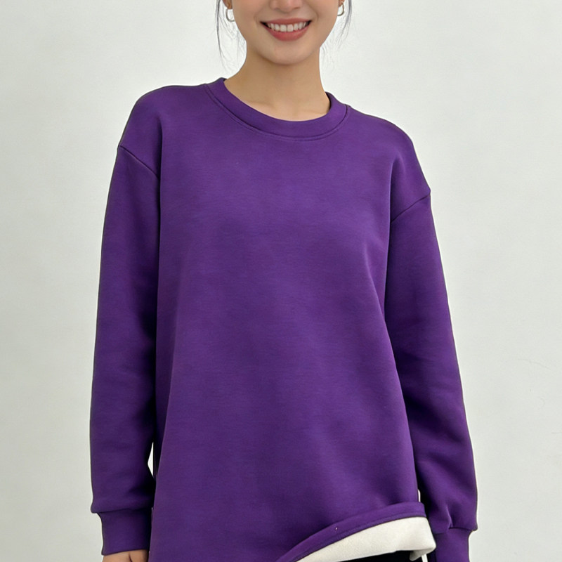 葩兰舍套头圆领无帽加厚加绒卫衣女秋冬季新款宽松慵懒风内搭上衣,女装/女士精品,大码内搭,淘宝优惠券,粉丝福利购,淘宝优惠卷