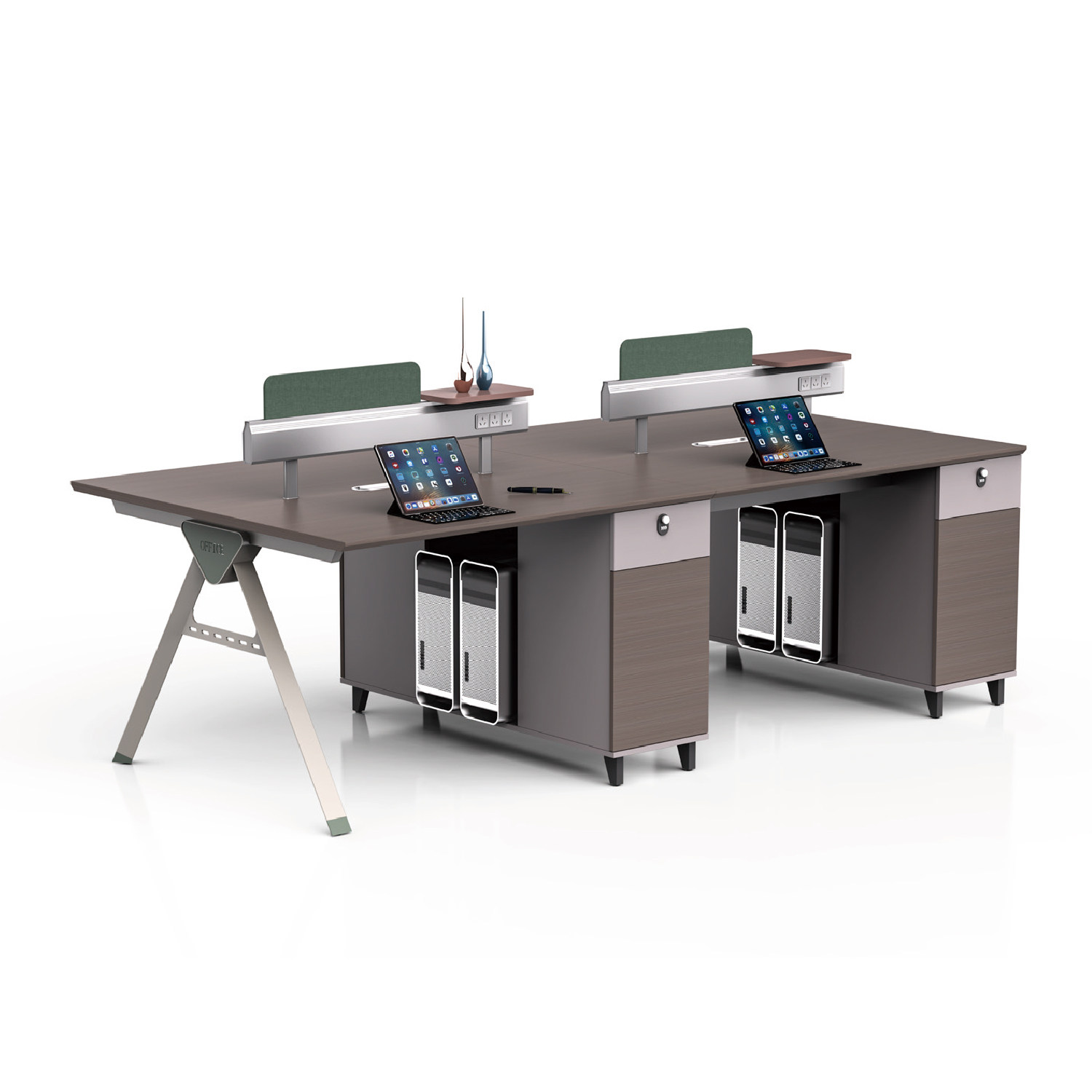 员工位职员办公桌椅组合现代简约办公家具46人位屏风办工桌带插座