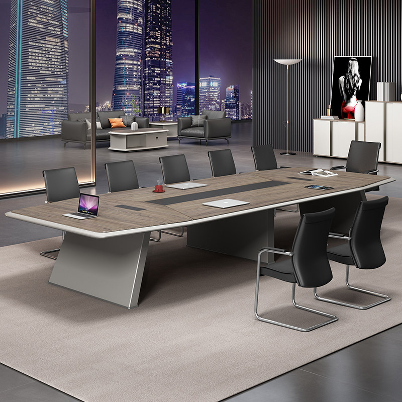 烤漆办公简易弧形会议桌长桌椅组合简约现代大小型洽谈室接待桌子